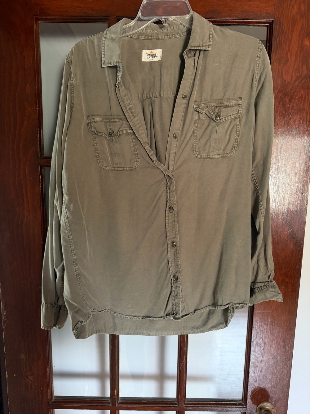 Marine Layer Olive Green Relaxed Button-Down Shirt